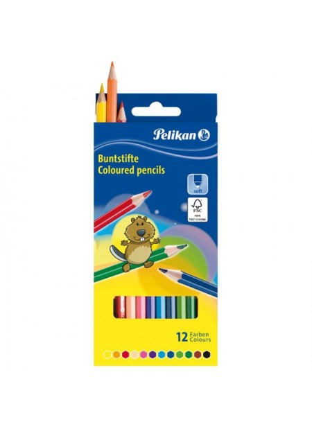 Creioane colorate, 12culori, Pelikan