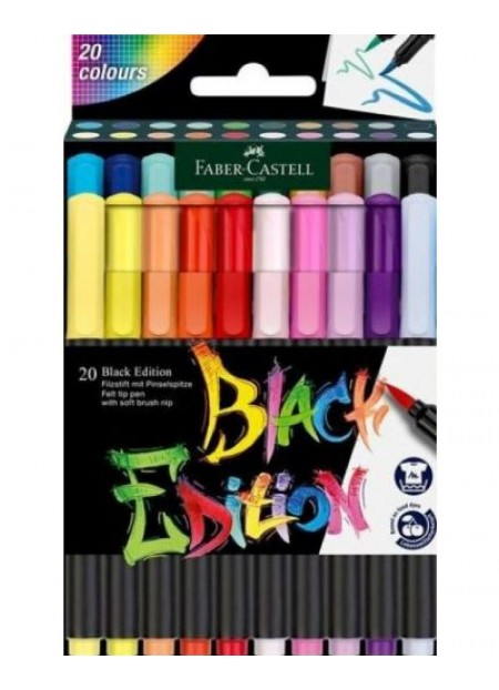 Brush Pens Black Edition set 20 culori Faber-Castell