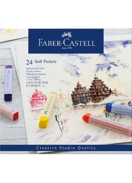 Creioane pastel soft 24 culori faber-castell