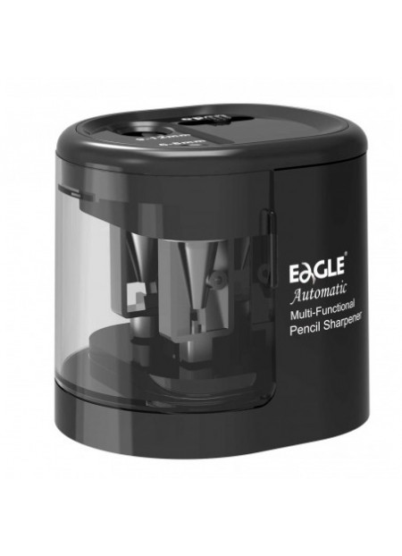 Ascutitoare electrica Eagle EG-5161, alimentare 4 baterii AA neincluse, 2 orificii, 6-12mm, plastic, negru
