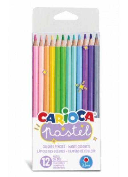 Creion color 12 culori pastel carioca 